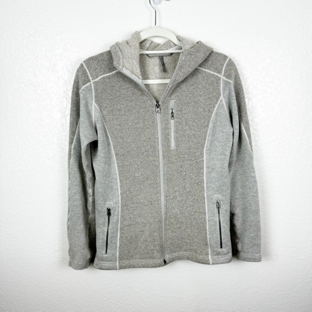 Kuhl Tan Natural Revive Full Zip Hoodie Fleece Hiking Warm Size Small